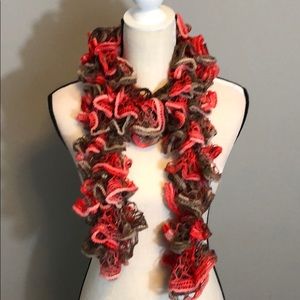 3/$20 Brown and salmon curly scarf